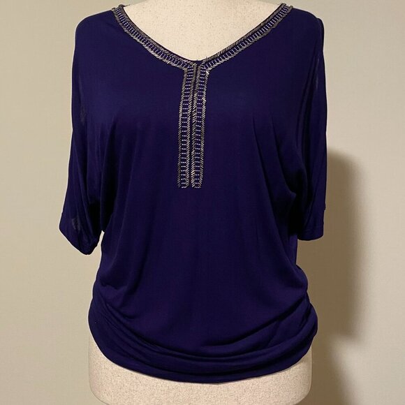 Cable & Gauge Tops - NWT Cable & Gauge Purple Embellished Blouse Size XL